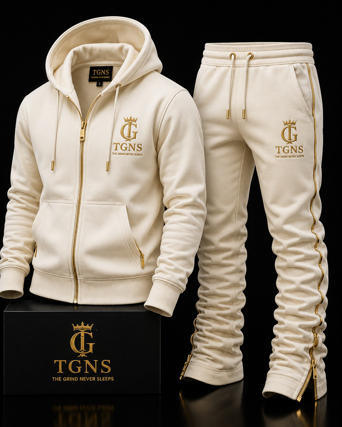 TGNS Premium Tracksuit Set - Black/Gold