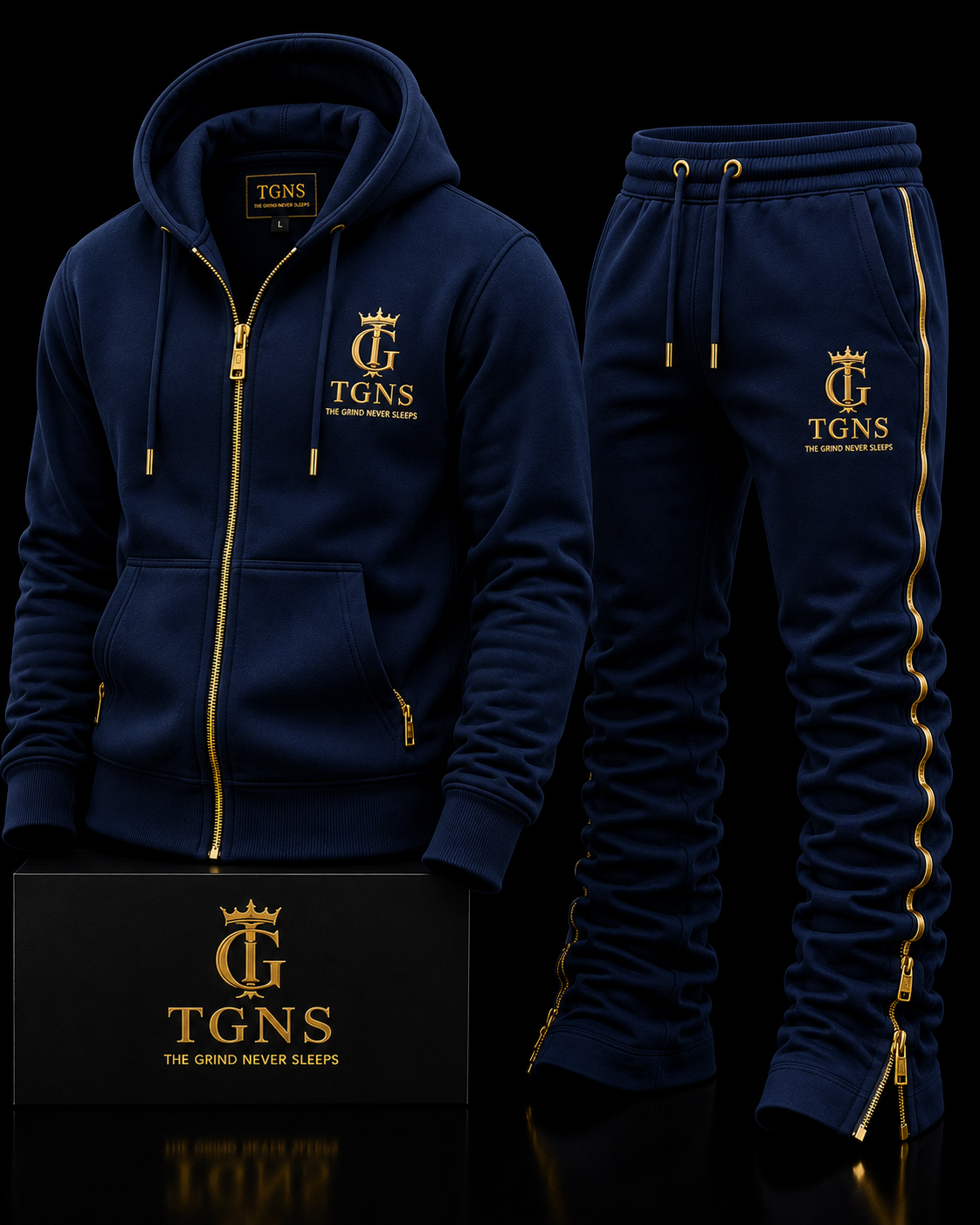 TGNS Premium Tracksuit Set - Black/Gold