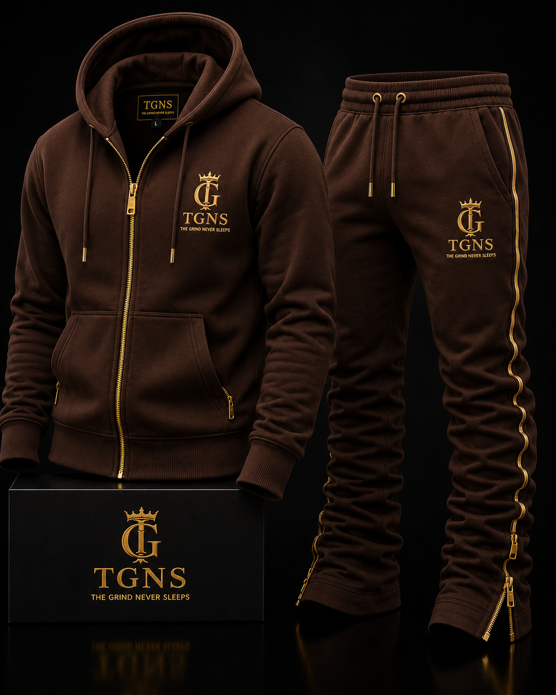 TGNS Premium Tracksuit Set - Black/Gold