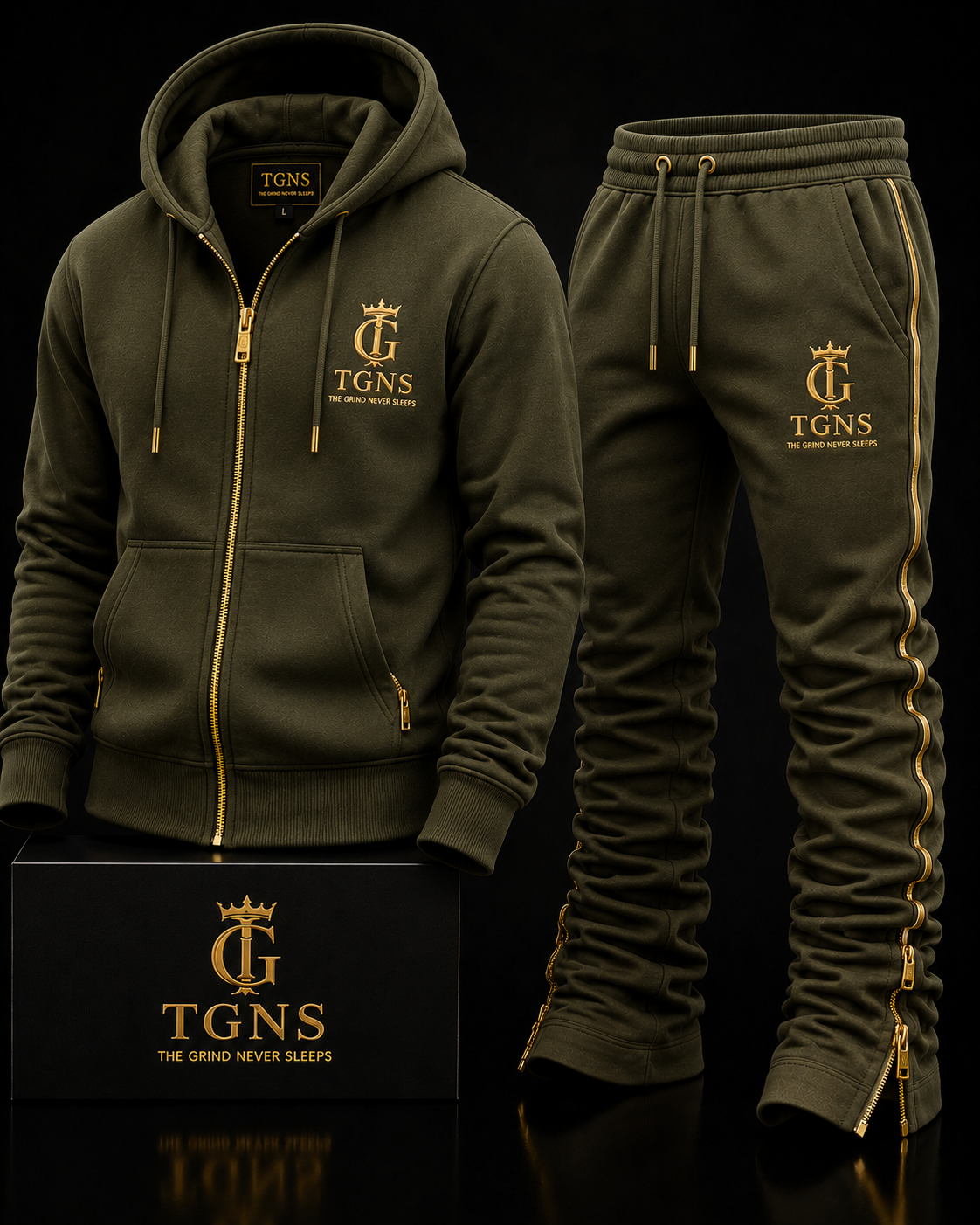 TGNS Premium Tracksuit Set - Black/Gold