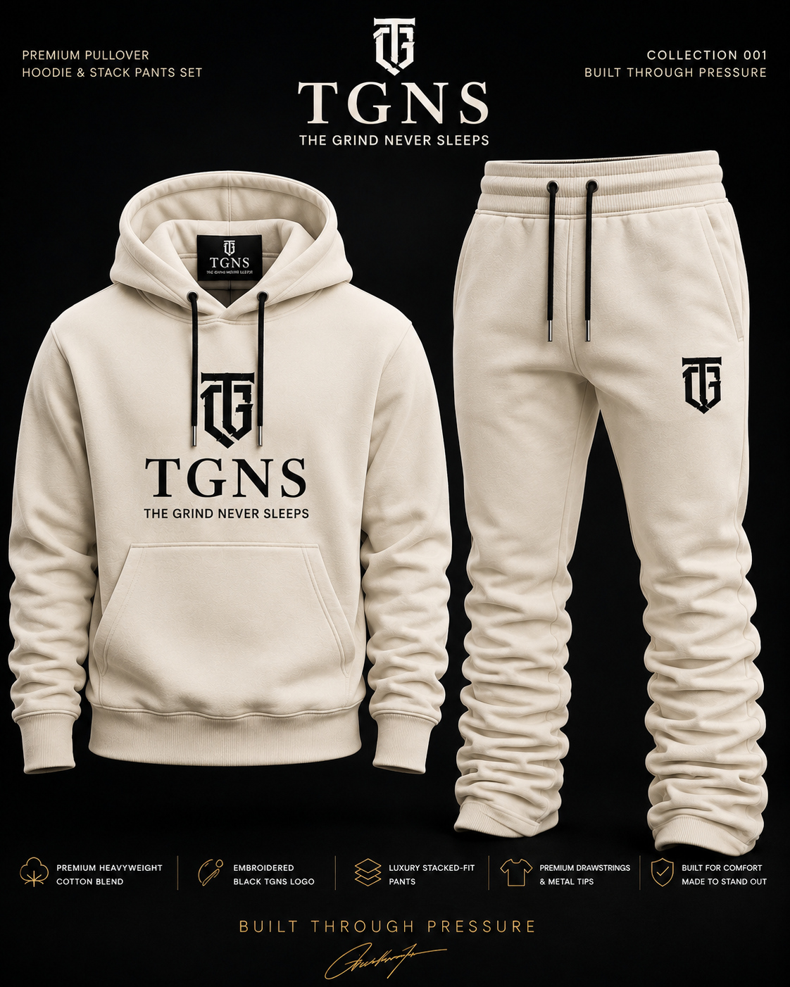 TGNS Premium Pullover Hoodie & Stack Pants Set - Collection 001